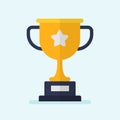 Golden winner cup icon. Champion trophy symbol, sport award sign. Winner prize, champions celebration winning concept in Royalty Free Stock Photo