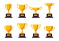 Golden winner cup icon set. Champion trophy symbol collection, sport award sign. Winner prize, champions celebration Royalty Free Stock Photo