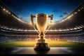 The golden winners cup in center of the football stadium. Generative AI