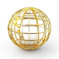 Golden Wireframe Sphere: Global Connection and Luxury Royalty Free Stock Photo
