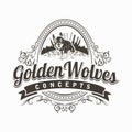 Golden Wolves Wolf landscape logo