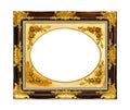 Golden wood frame isolated