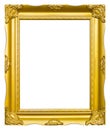 Golden wood photo image frame isolated