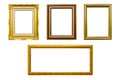 Golden wood photo image frame isolated