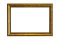 Golden wooden frame isolated white background with clipping path Royalty Free Stock Photo