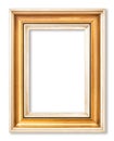 Golden wooden picture frame isolated white background Royalty Free Stock Photo