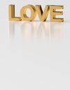 Golden word LOVE with blank background