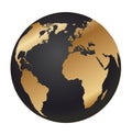 Golden world globe europe, africa and america Royalty Free Stock Photo