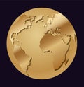 Golden world globe europe, africa and america