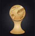 Golden world globe europe, africa and america