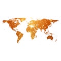 Golden World Map with global technology networking concept. Digital data visualization. Scientific cybernetic particle