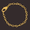 Golden wrist bracelet. Vector illustration on dark background