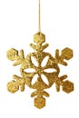 Golden xmas snowflake isolated