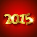 Golden 2015 Year on red background greeting card