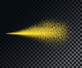 Golden yellow bright spray, dust fine particles or the tail of a flying star, comet. Vector decorative element. Royalty Free Stock Photo