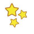 Golden, yellow five-pointed stars. Design element of postcards, banners and stickers