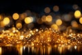 Golden yellow glowing particles bokeh background with vibrant luminosity and captivating effects