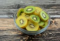 Golden yellow and green kiwi fruit slices Royalty Free Stock Photo