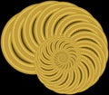 Golden yellow metallic coin spiral background