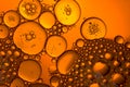 Golden Yellow red Bubble , water And Oil Droplet, Abstract Background. Macro shot Royalty Free Stock Photo