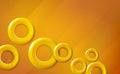Golden, yellow rings background glossy start-up presentation, design shiny amber 3d realistic caramel color toned circles.