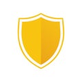 Golden Yellow Shield Icon for Security, Protection, and Gaming Elements with White Outline Royalty Free Stock Photo