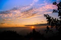 Golden yellow sunrise over the mountains Royalty Free Stock Photo