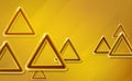 Golden, yellow triangles background glossy start-up presentation, design shiny amber 3d realistic caramel color toned rounded. Royalty Free Stock Photo