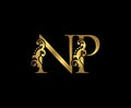 Golden NP Luxury Logo Icon, Vintage NP Letter Logo