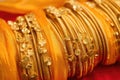 golden zari threads used for sari decoration Royalty Free Stock Photo