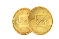 Golden ZCoin coins. 3D illustration. Isolated. Contains clipping path