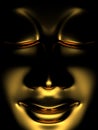 Golden zen buddha in the dark 01