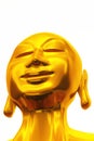 Golden zen buddha face on white 01