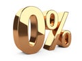 Golden zero percent or 0 % special Offer. Royalty Free Stock Photo