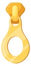 Golden zip puller clasp. Sewing clothes fastener Royalty Free Stock Photo