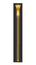 Golden zip puller. Realistic textile metal fastener