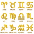 Golden Zodiac Signs Set Royalty Free Stock Photo