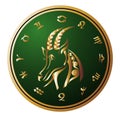 Golden Zodiac Wheel with sign of Capricorn