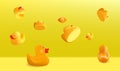 Background with fallind rubber ducks Royalty Free Stock Photo