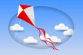 3D clouds and flying kite in the sky Royalty Free Stock Photo