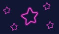 Neon stars set on the dark background Royalty Free Stock Photo