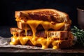 Goldenbrown Grilled Cheese Oozing With Melted Cheddar. Generative AI