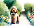 Goldendoodle Dog, Generative AI Illustration