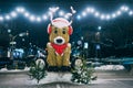 Golder deer statue as christmass decoration Royalty Free Stock Photo