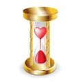 Golder hourglass and red heart