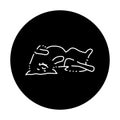 Golder retriever lying on back color line icon. Pictogram for web page