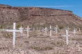 Old white crosses on Historic Cemetery Goldfield, NV, USA Royalty Free Stock Photo