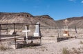 Taller tombstones on Historic Cemetery Goldfield, NV, USA Royalty Free Stock Photo