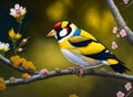 Goldfinch male bird in nature - Generative AI