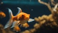 goldfish in aquarium Closeup of a Gold Fish swimming in a tank Royalty Free Stock Photo